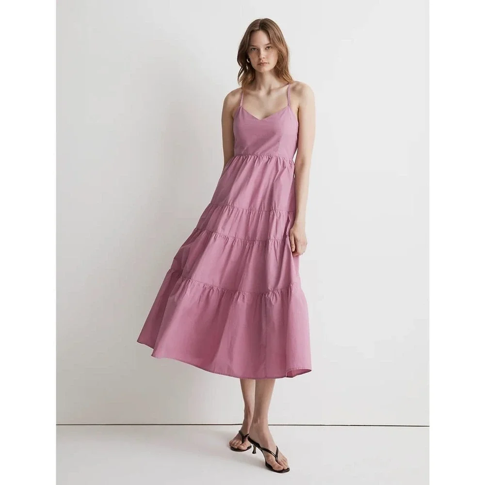 NWT Madewell Sidonie Poplin Maxi Dress in Shaded Pink Size XS - Picture 1 of 10
